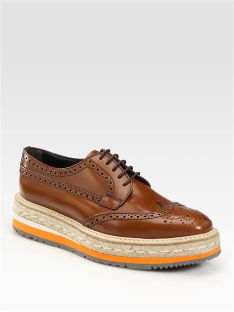 prada wingtip platform espadrille oxfords|Prada Wing.